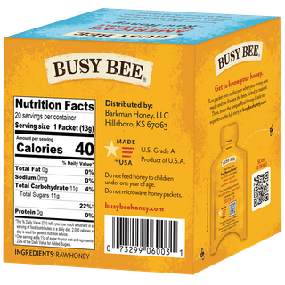9 OZ RAW USA HONEY TO GO (2O PACKETS) BOX back