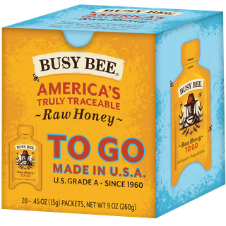 9 OZ RAW USA HONEY TO GO (2O PACKETS) BOX front