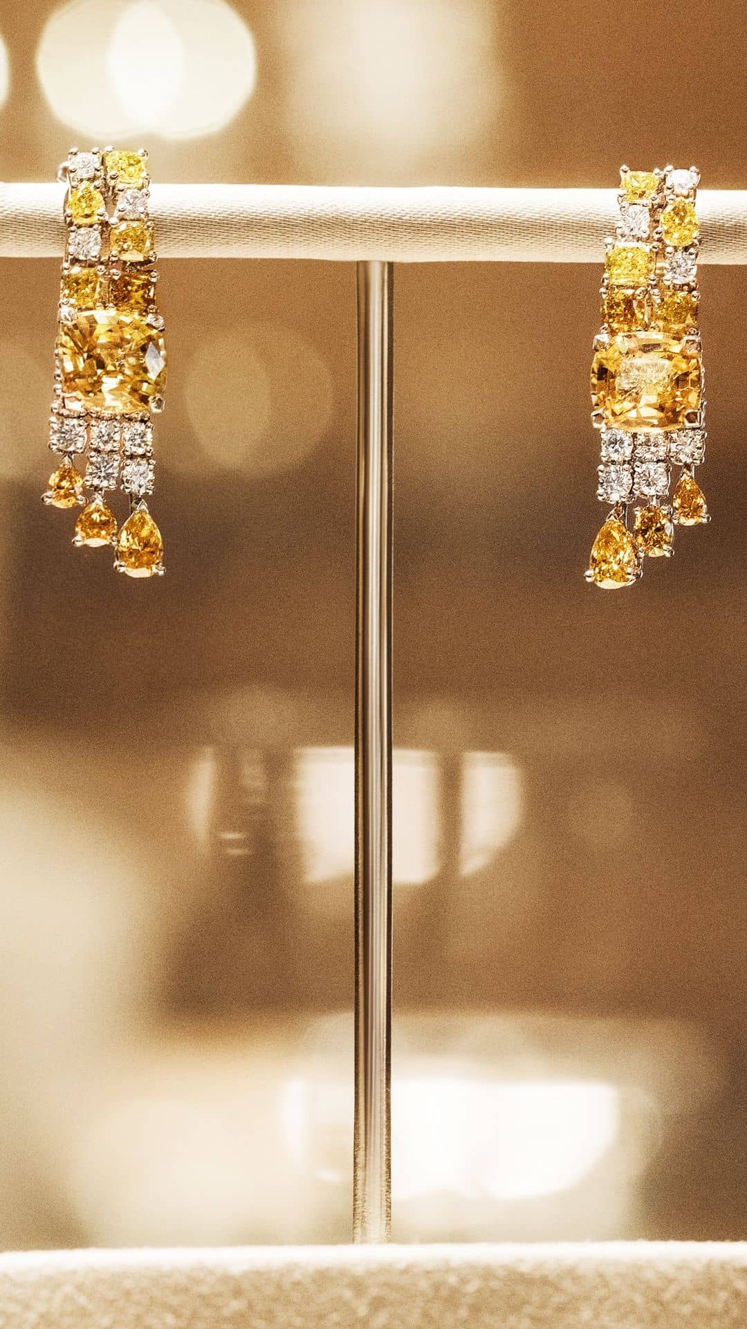 yellow and white diamond earrings 