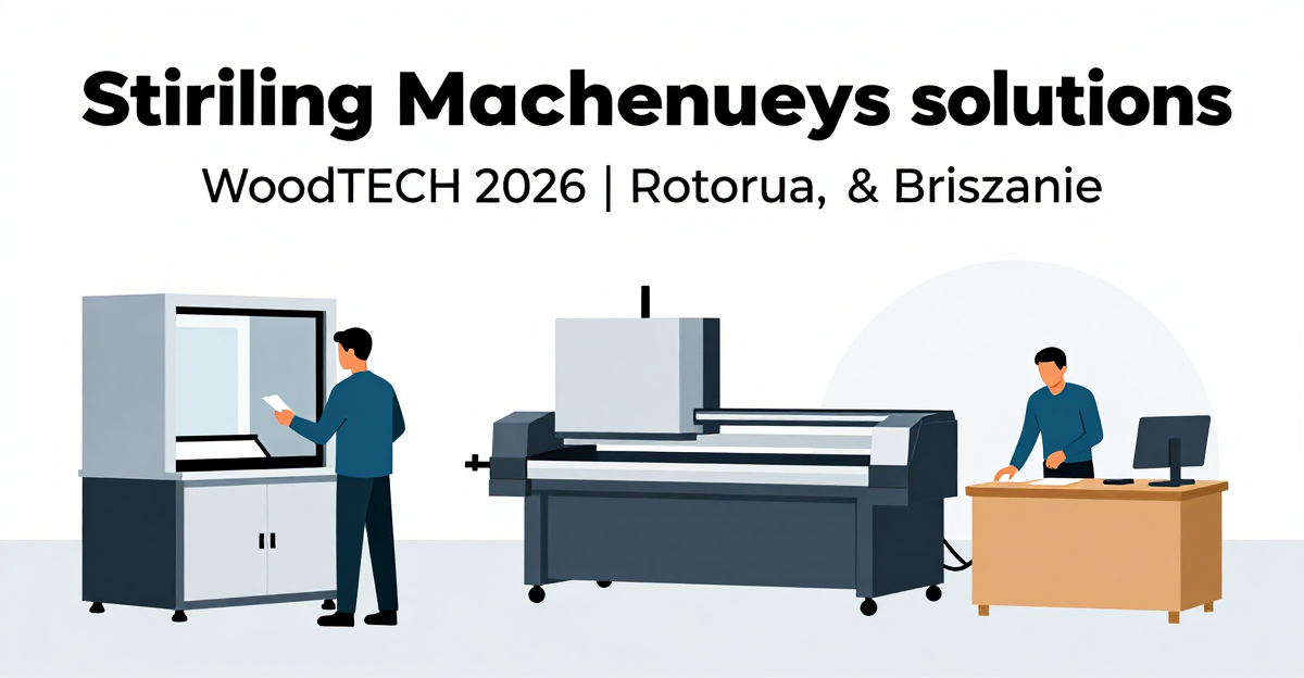 Stirling Machinery to showcase advanced wood processing solutions at WoodTECH 2026 in Rotorua and Brisbane — industry news illustration