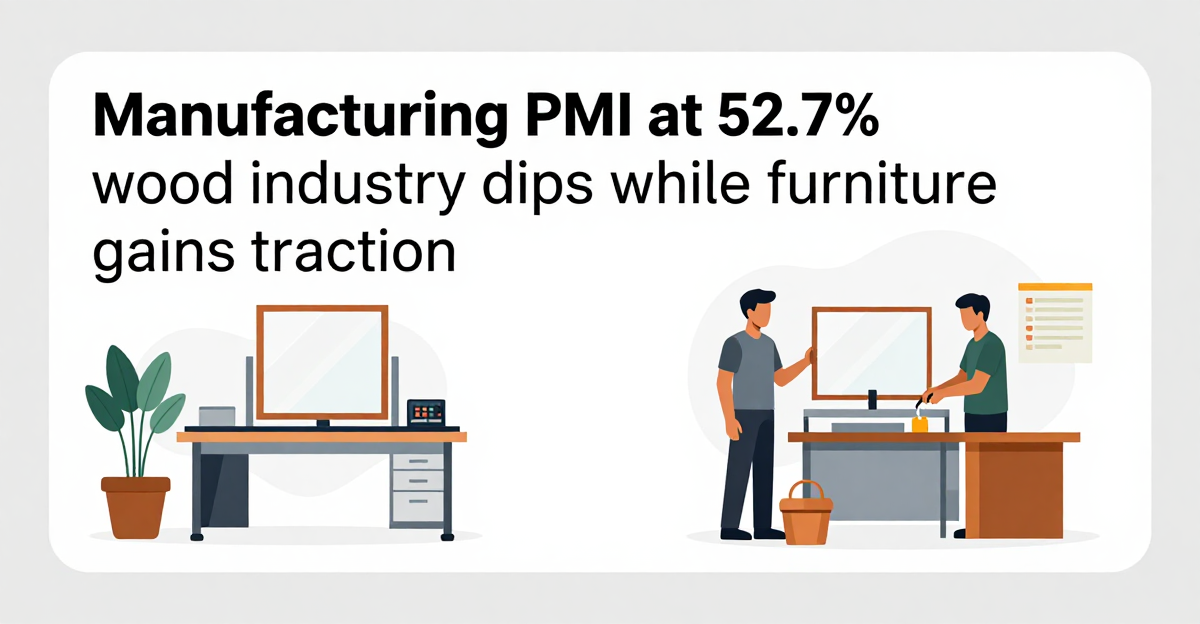 Manufacturing PMI at 52.7%, wood industry dips while furniture gains traction - Woodworking Network — industry news illustration