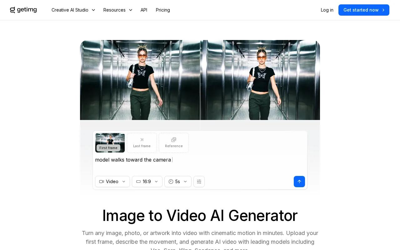 Screenshot of the getimg.ai website