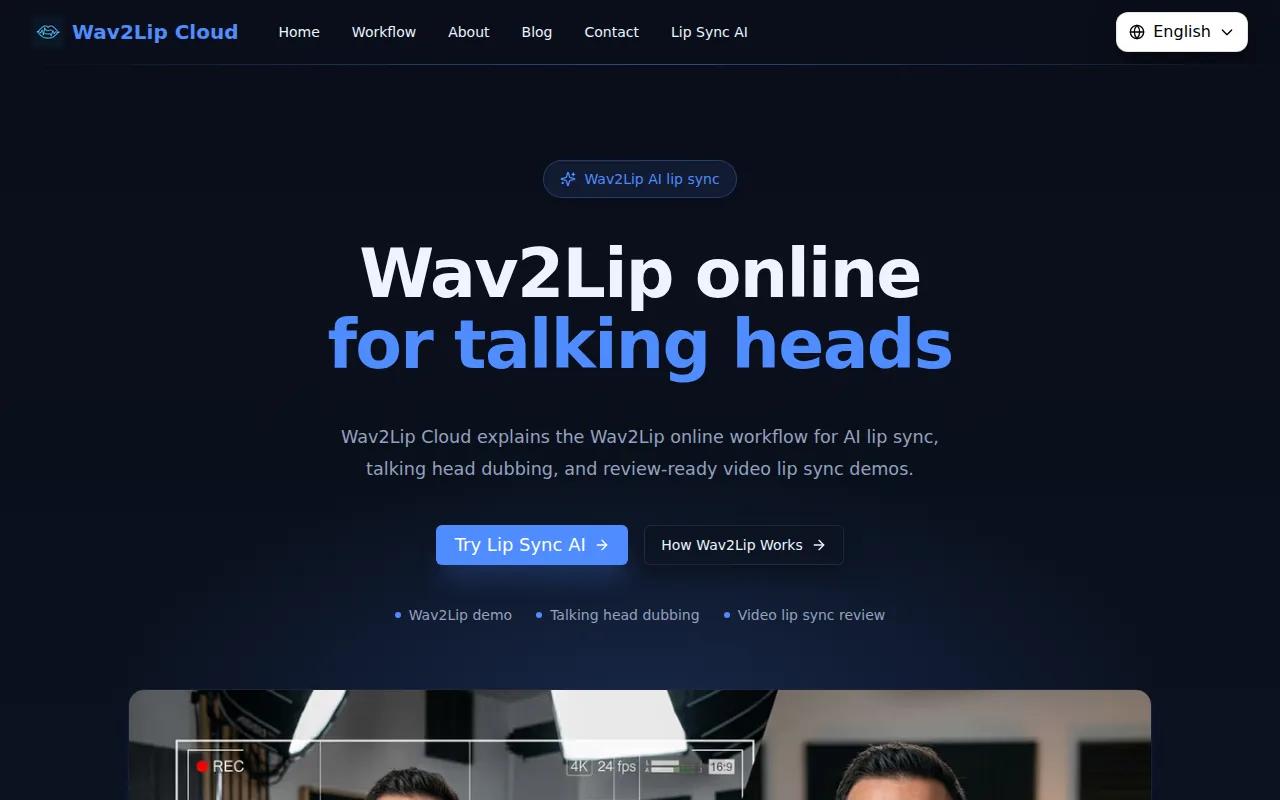 Screenshot of the Wav2Lip website