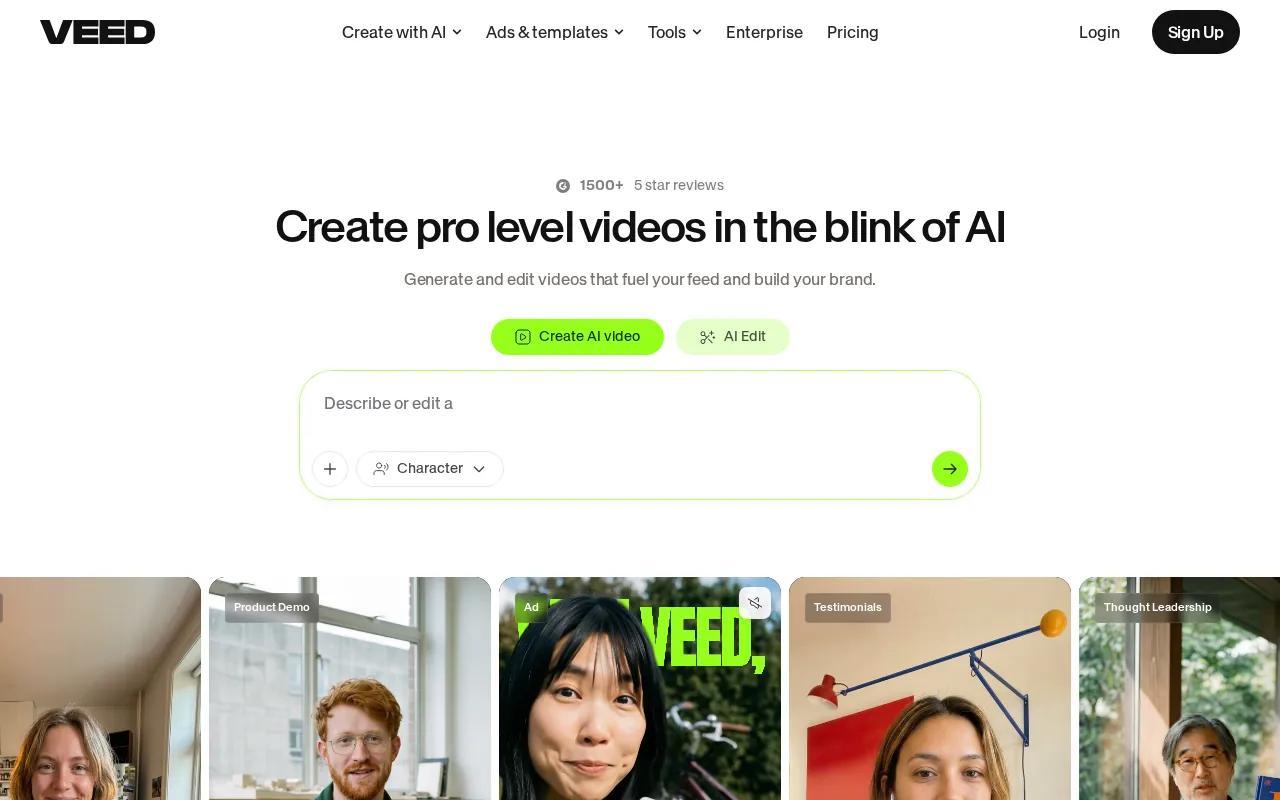 Screenshot of the VEED.IO website