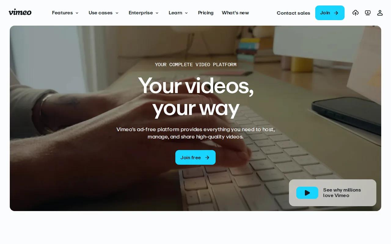 Screenshot of the Vimeo website