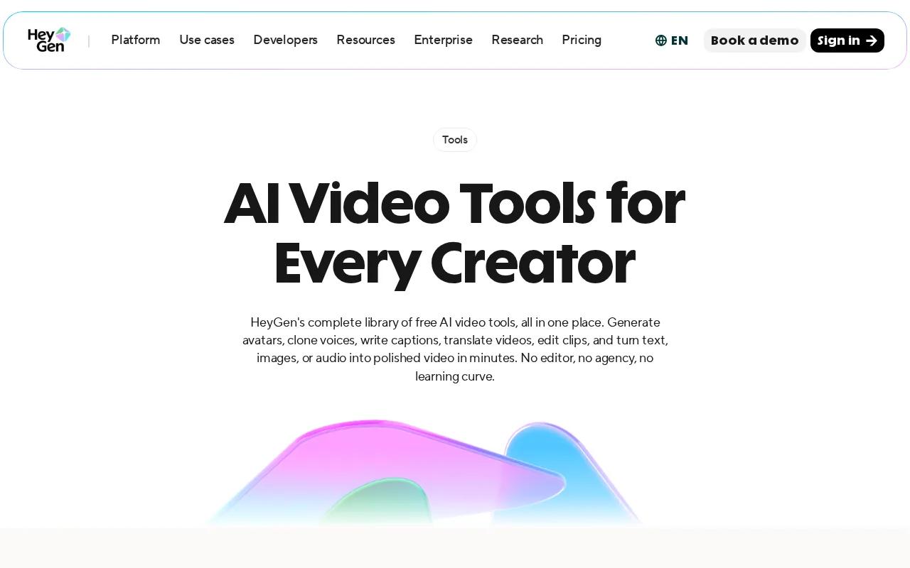 Screenshot of the HeyGen website