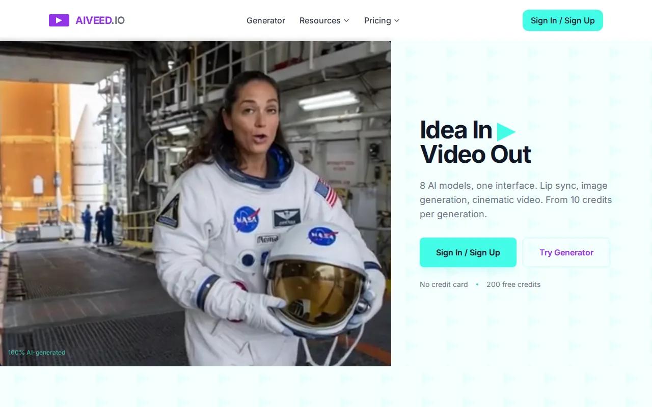 Screenshot of the AIVeed: Occasional campaigns with flexible credits website
