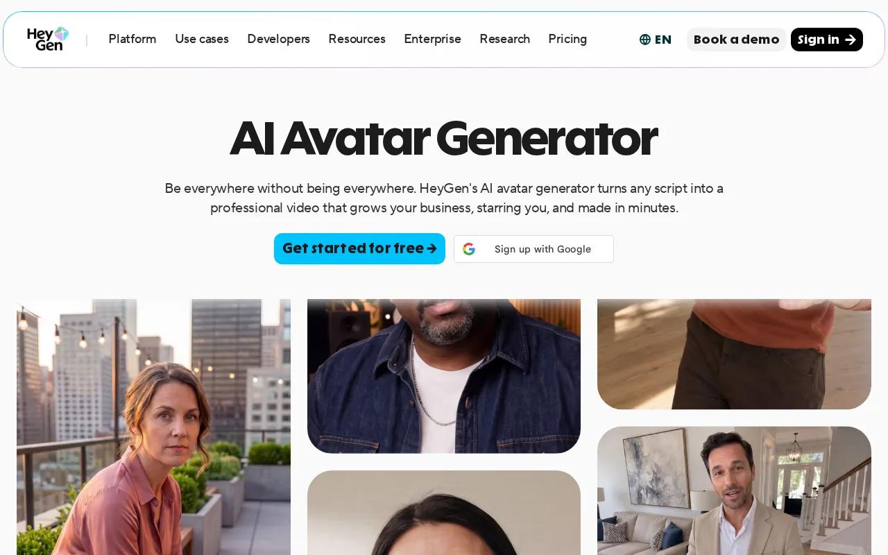 Screenshot of the HeyGen website