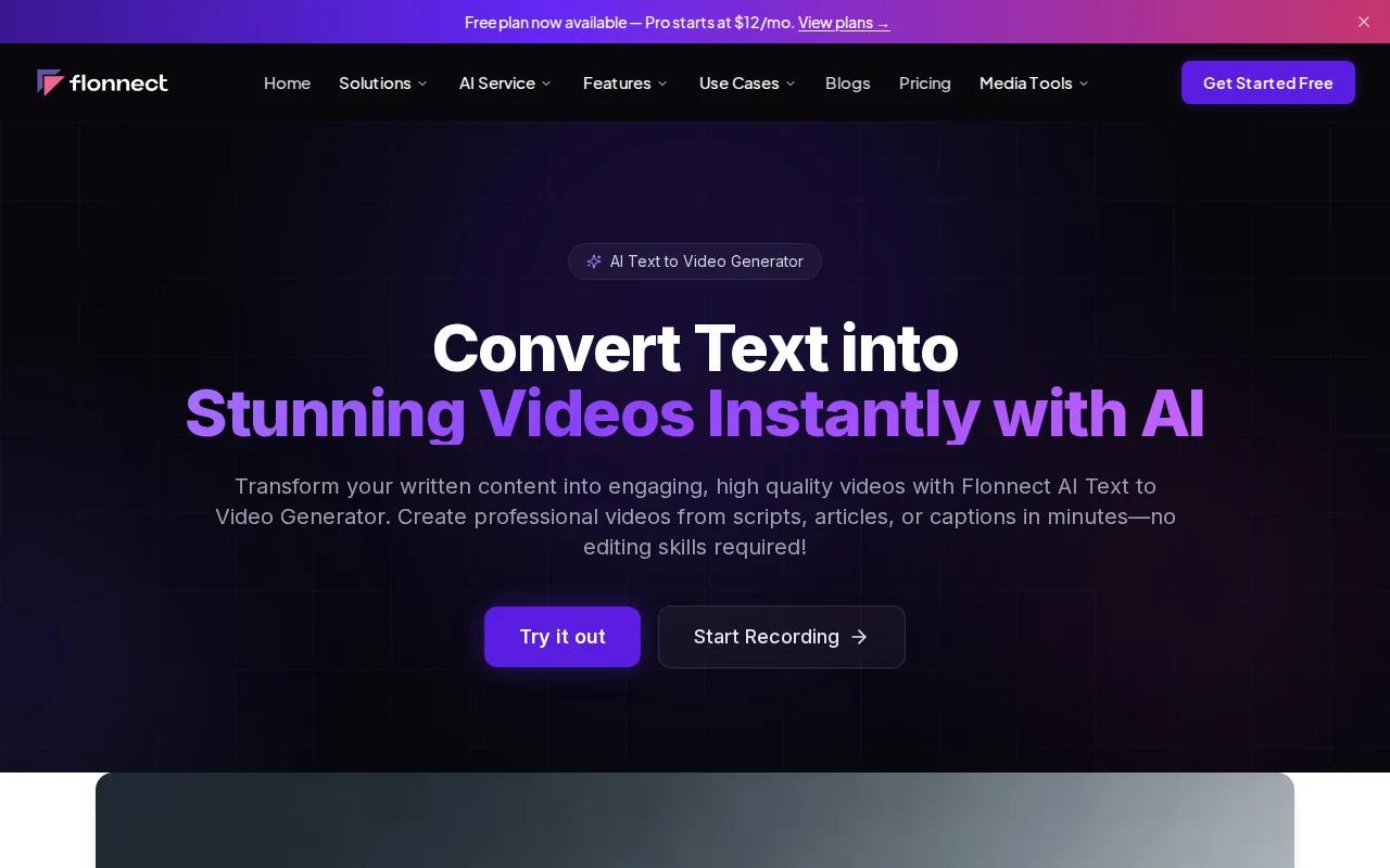 Screenshot of the Flonnect website