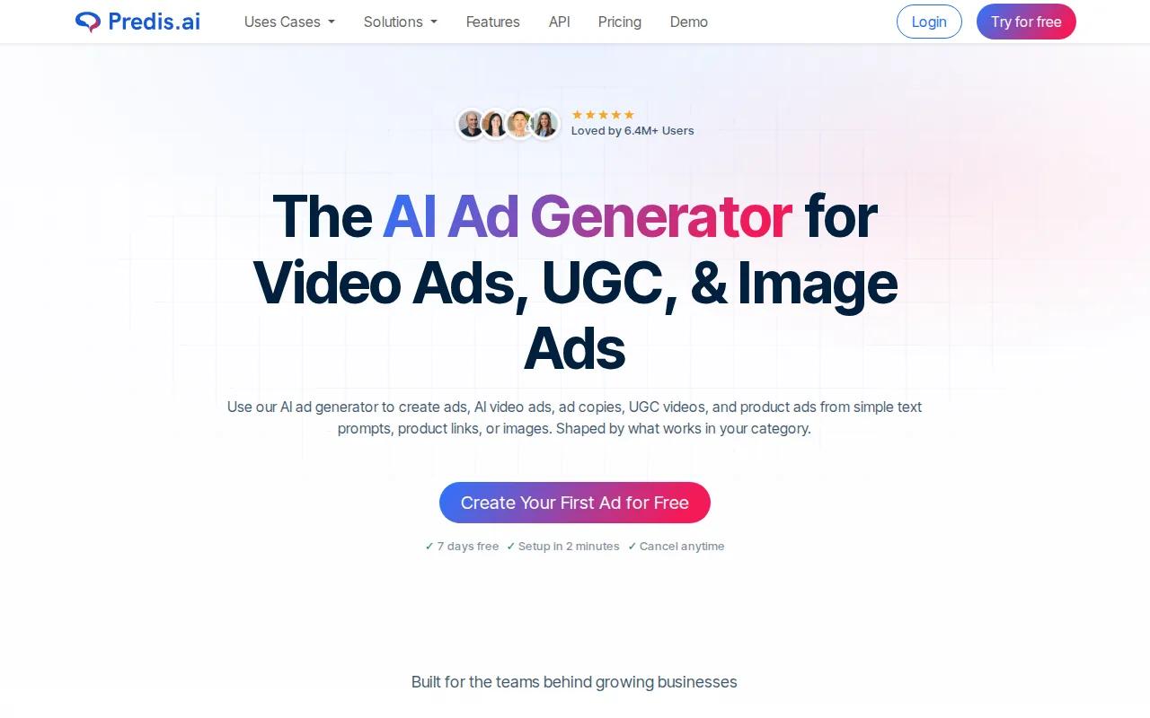 Screenshot of the Predis.ai website