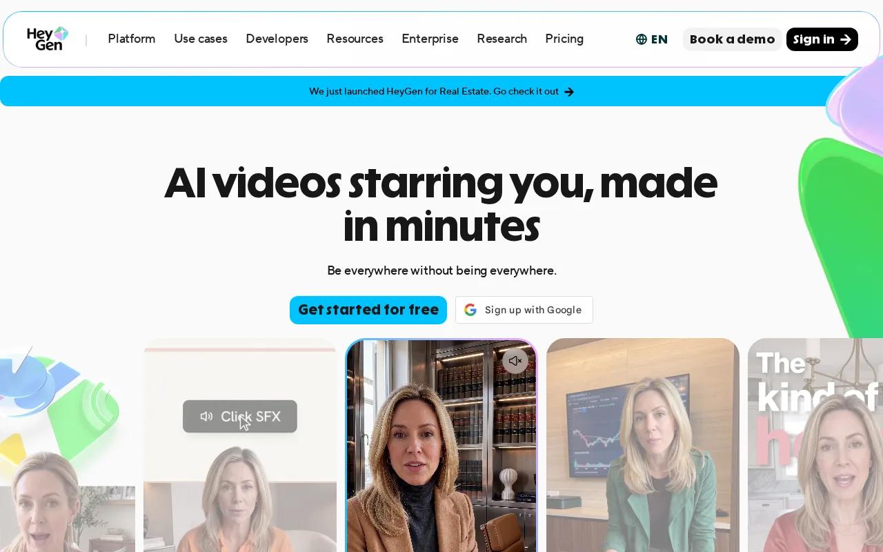 Screenshot of the HeyGen website