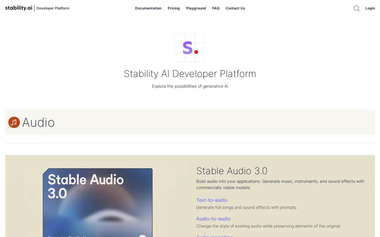 Screenshot of the Stability AI website