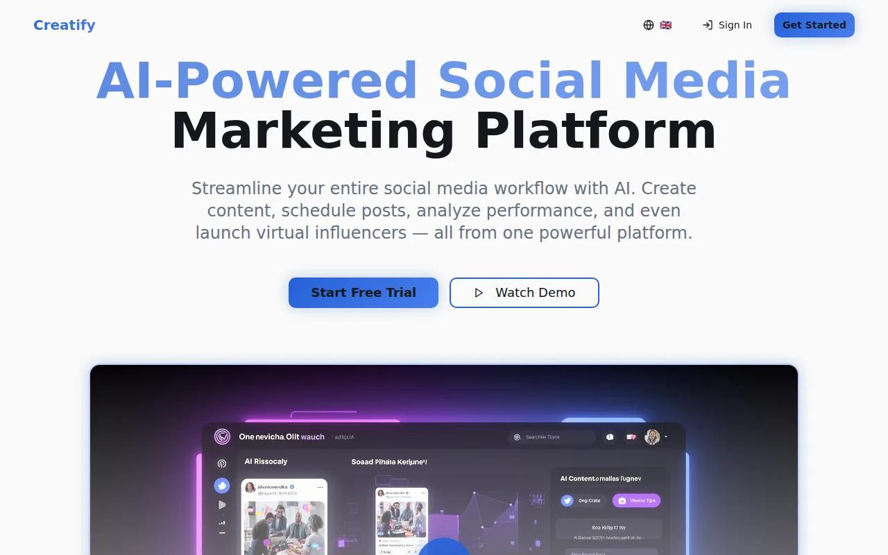 Screenshot of the Creatify website