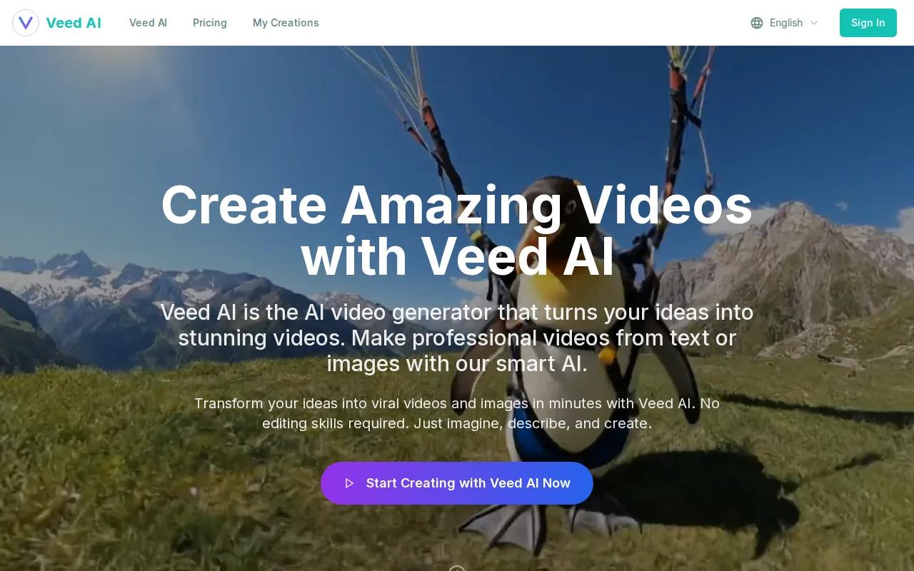 Screenshot of the VEED AI website