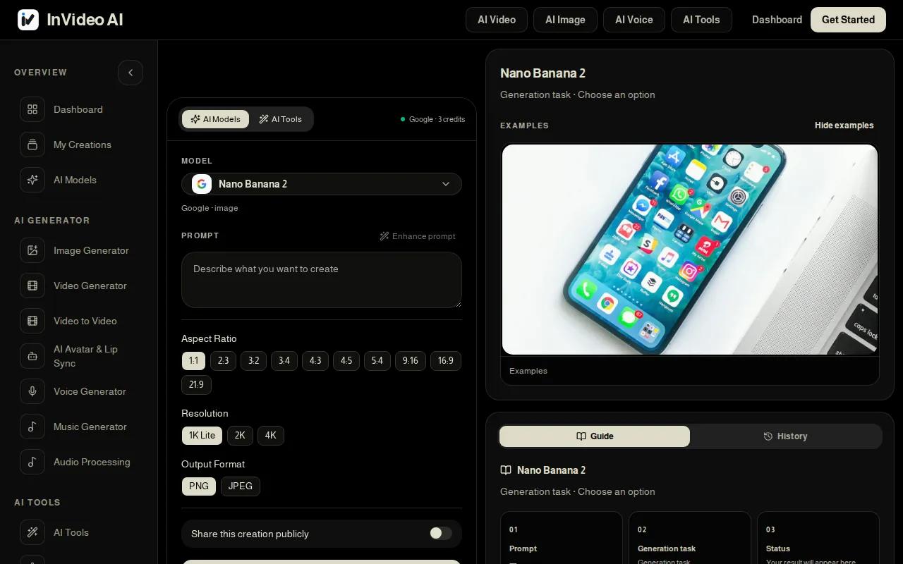 Screenshot of the InVideo AI website