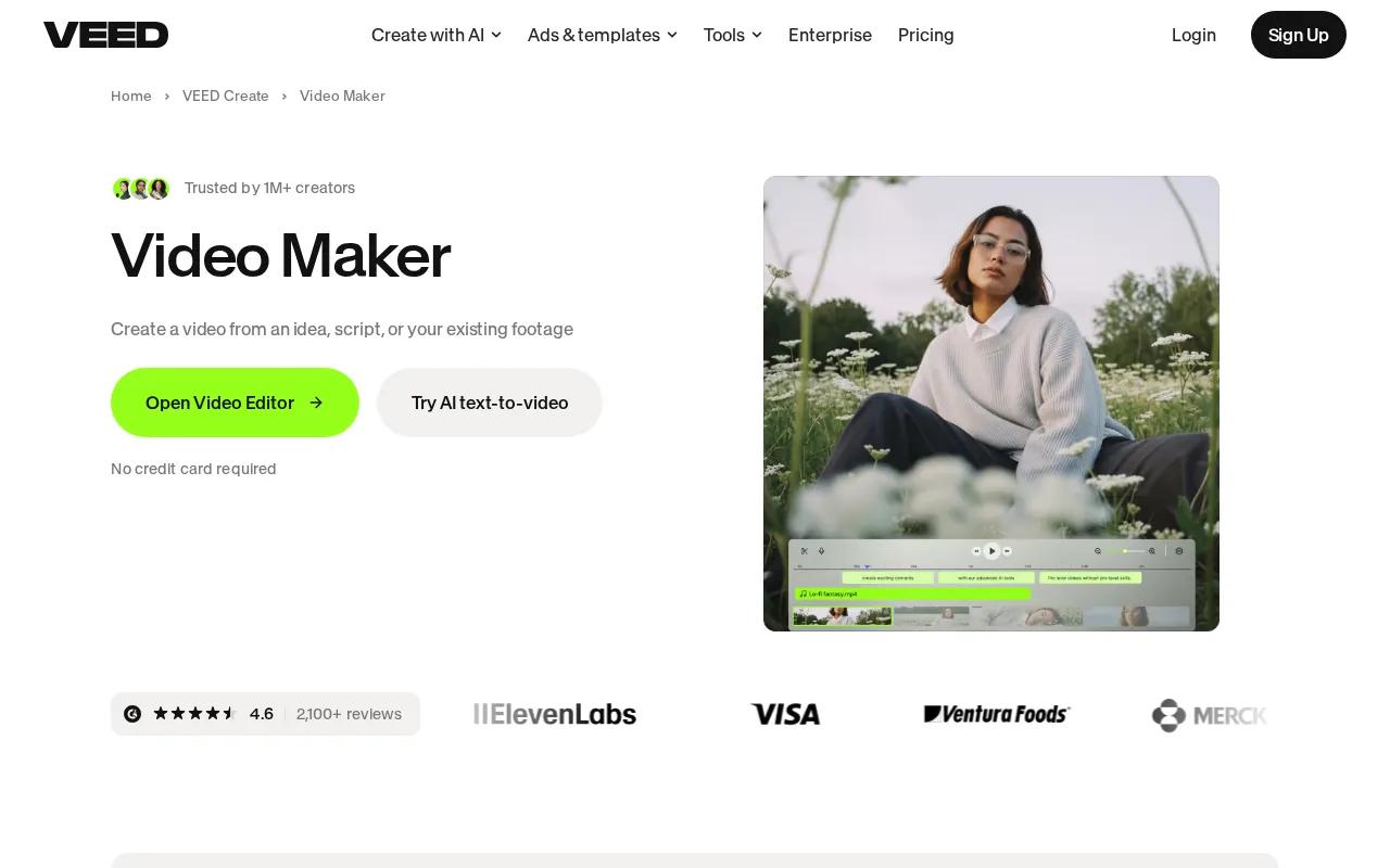 Screenshot of the Veed.io website