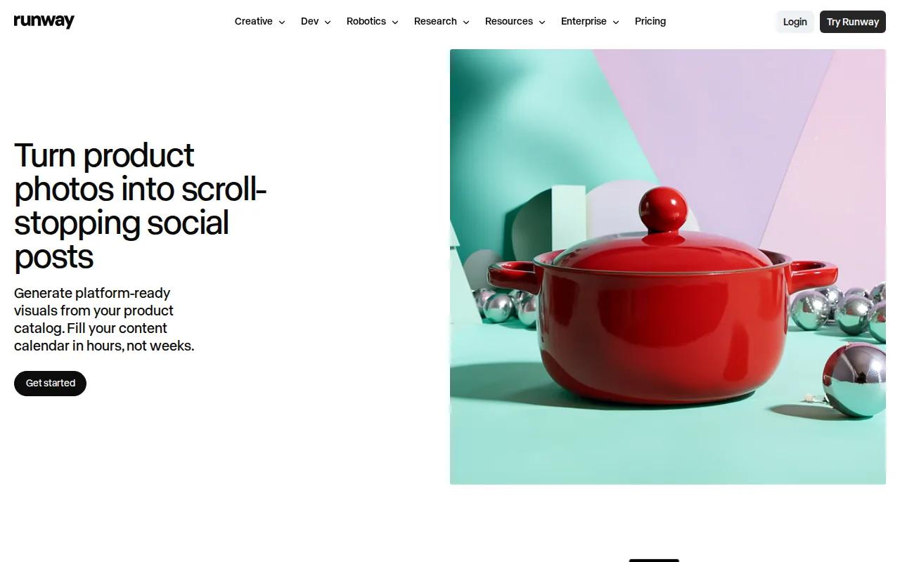 Screenshot of the Runway website