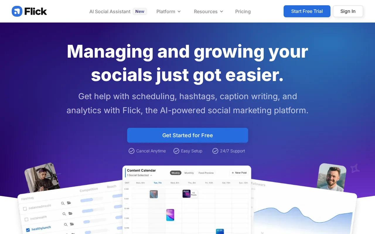 Screenshot of the Flick website