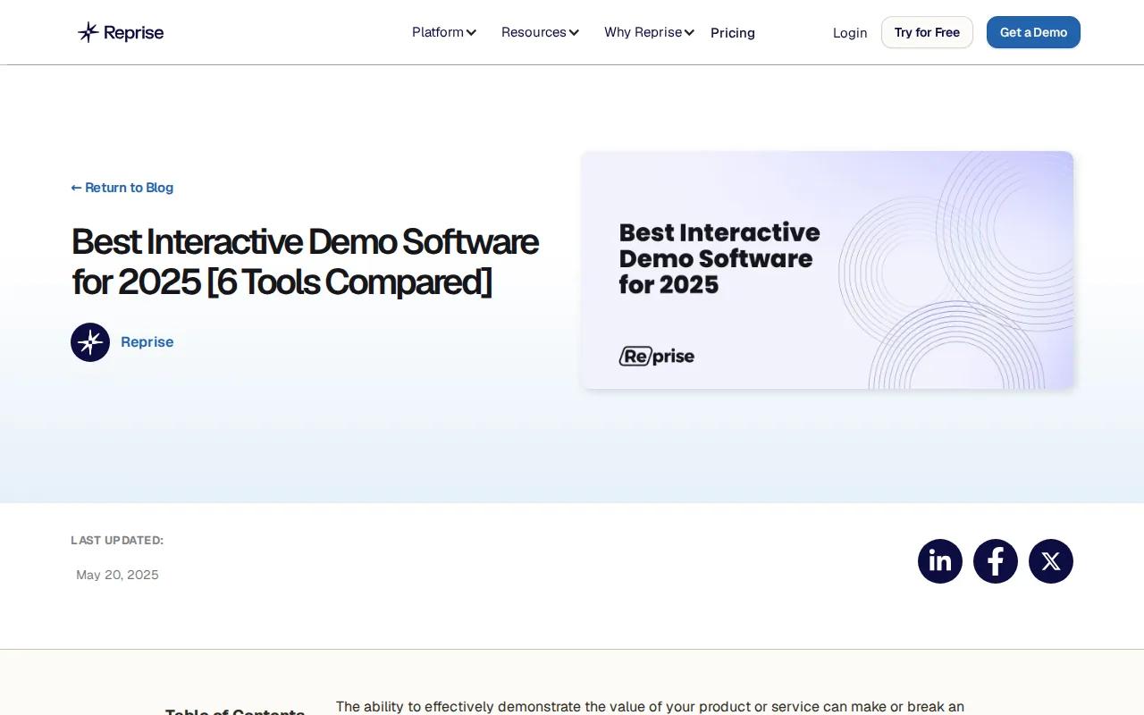 Screenshot of the Reprise website