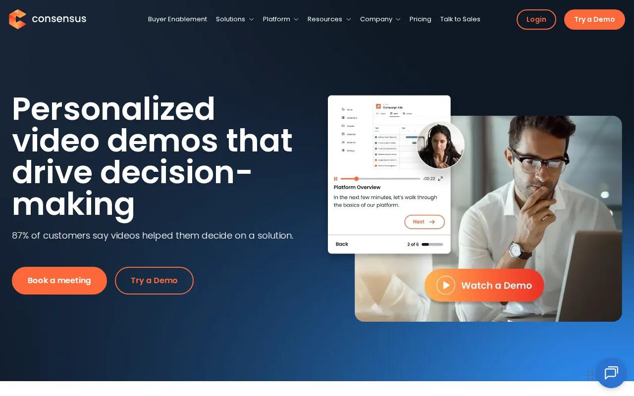 Screenshot of the Consensus website
