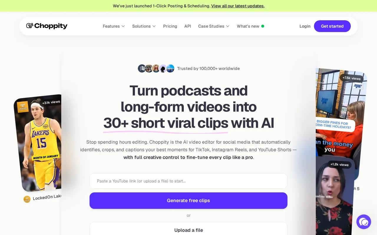 Screenshot of the Choppity website