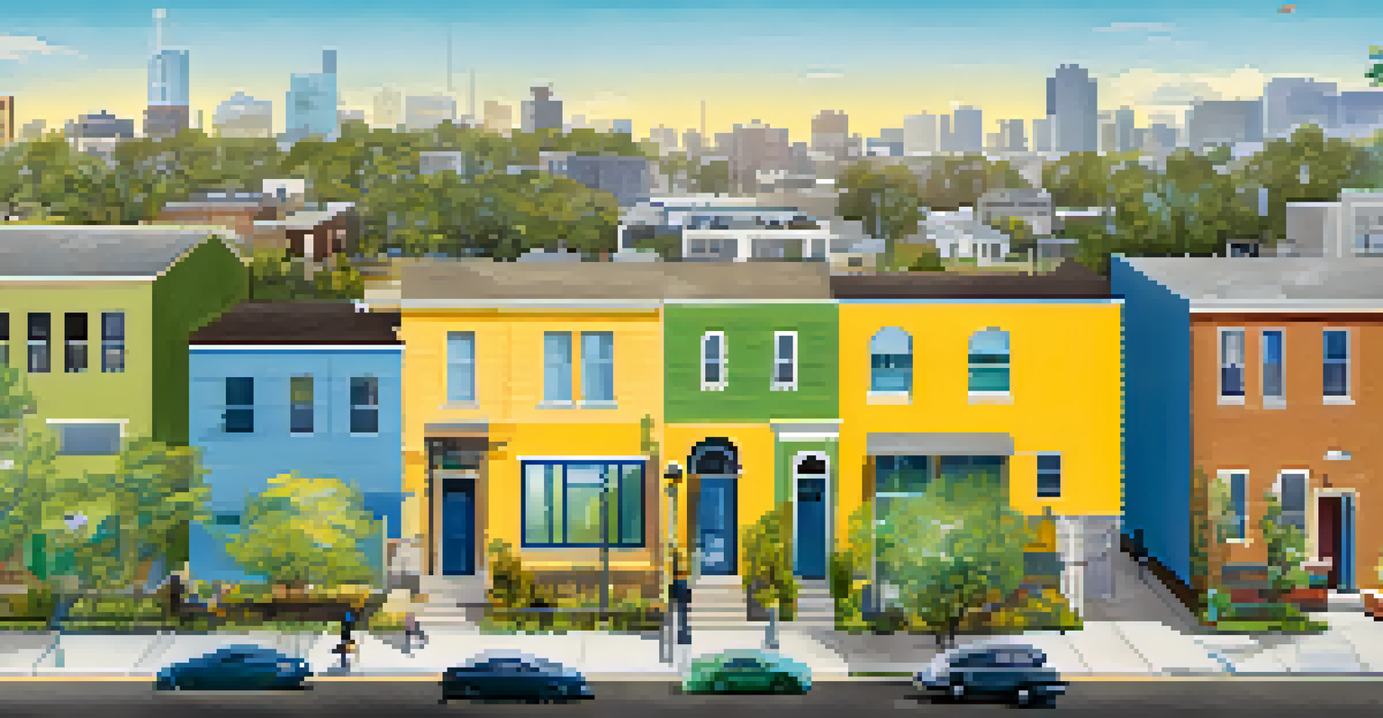 An infographic showing Pasadena's affordable housing initiatives with icons for housing, workshops, and partnerships, using bright and hopeful colors.