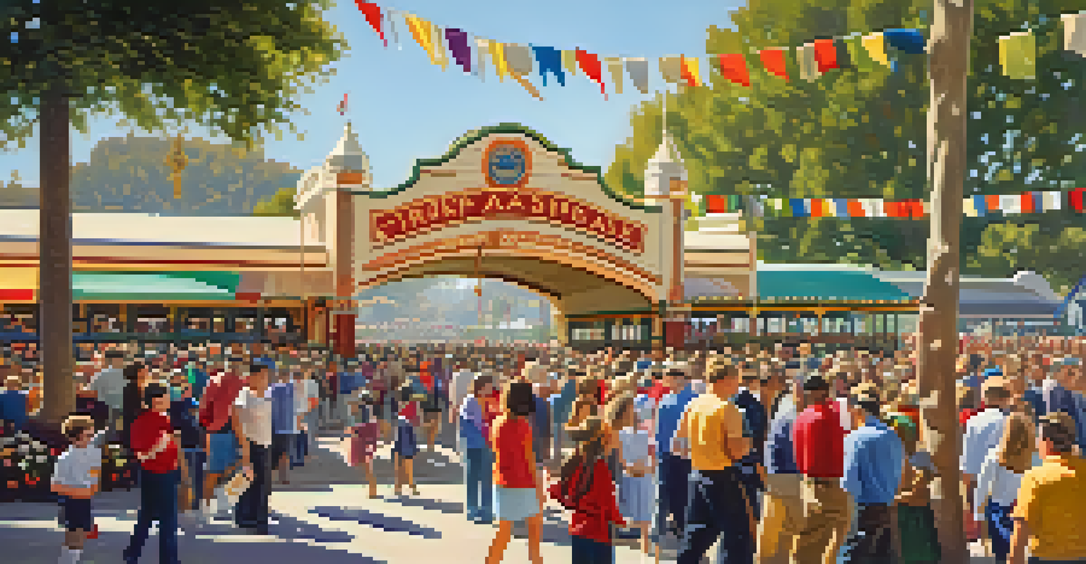 Crowd at Pasadena train station during the Rose Parade, with colorful floats and festive decorations.