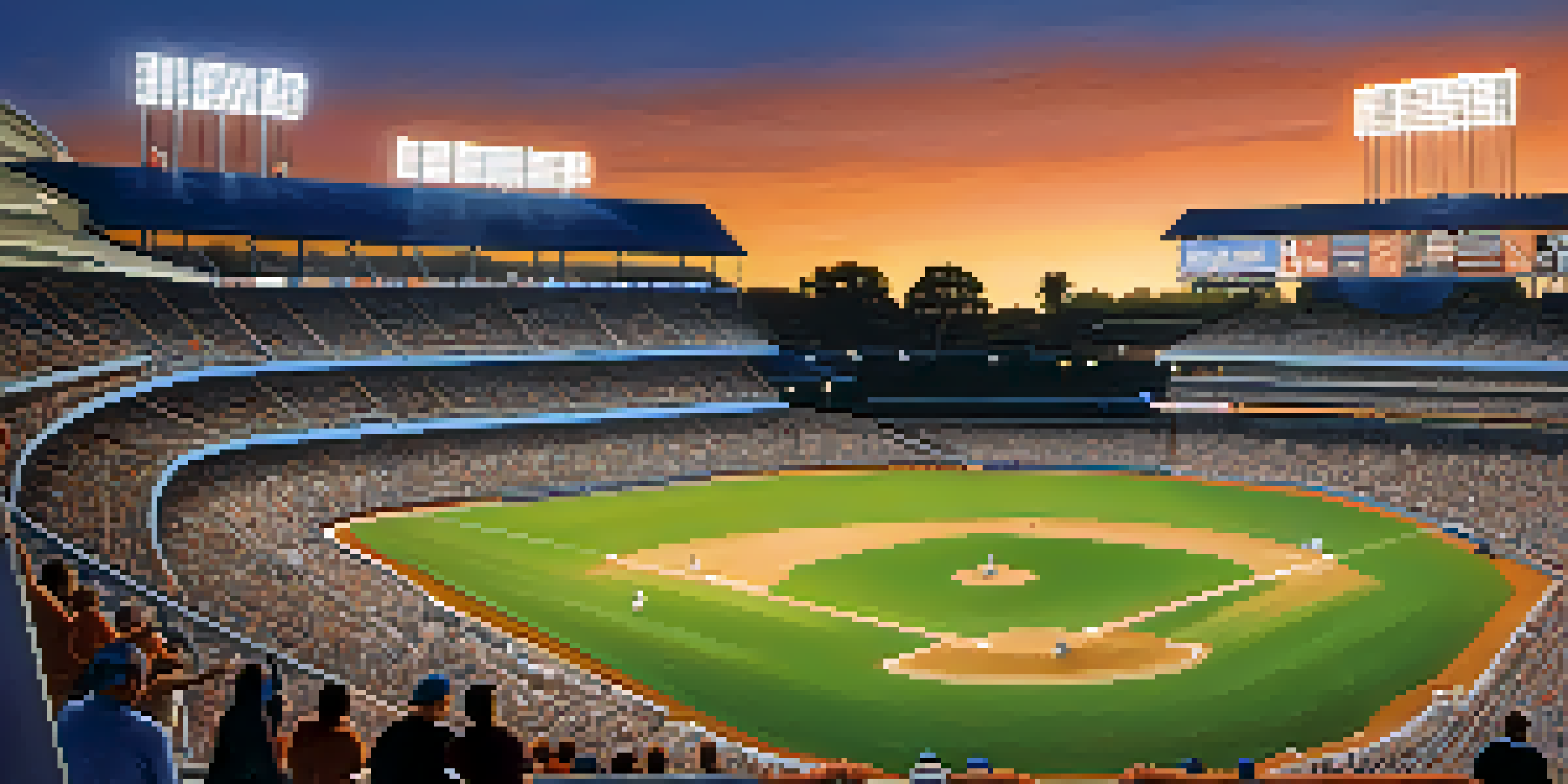 A lively baseball game featuring enthusiastic fans in Pasadena, illuminated by stadium lights under a twilight sky.