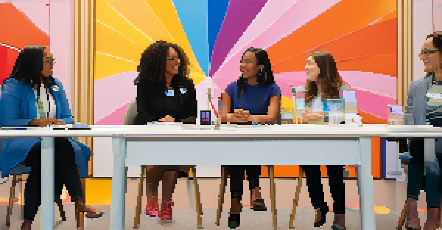 A panel discussion featuring diverse leaders in STEM, addressing an engaged audience in a cozy auditorium, promoting inclusion and inspiration.