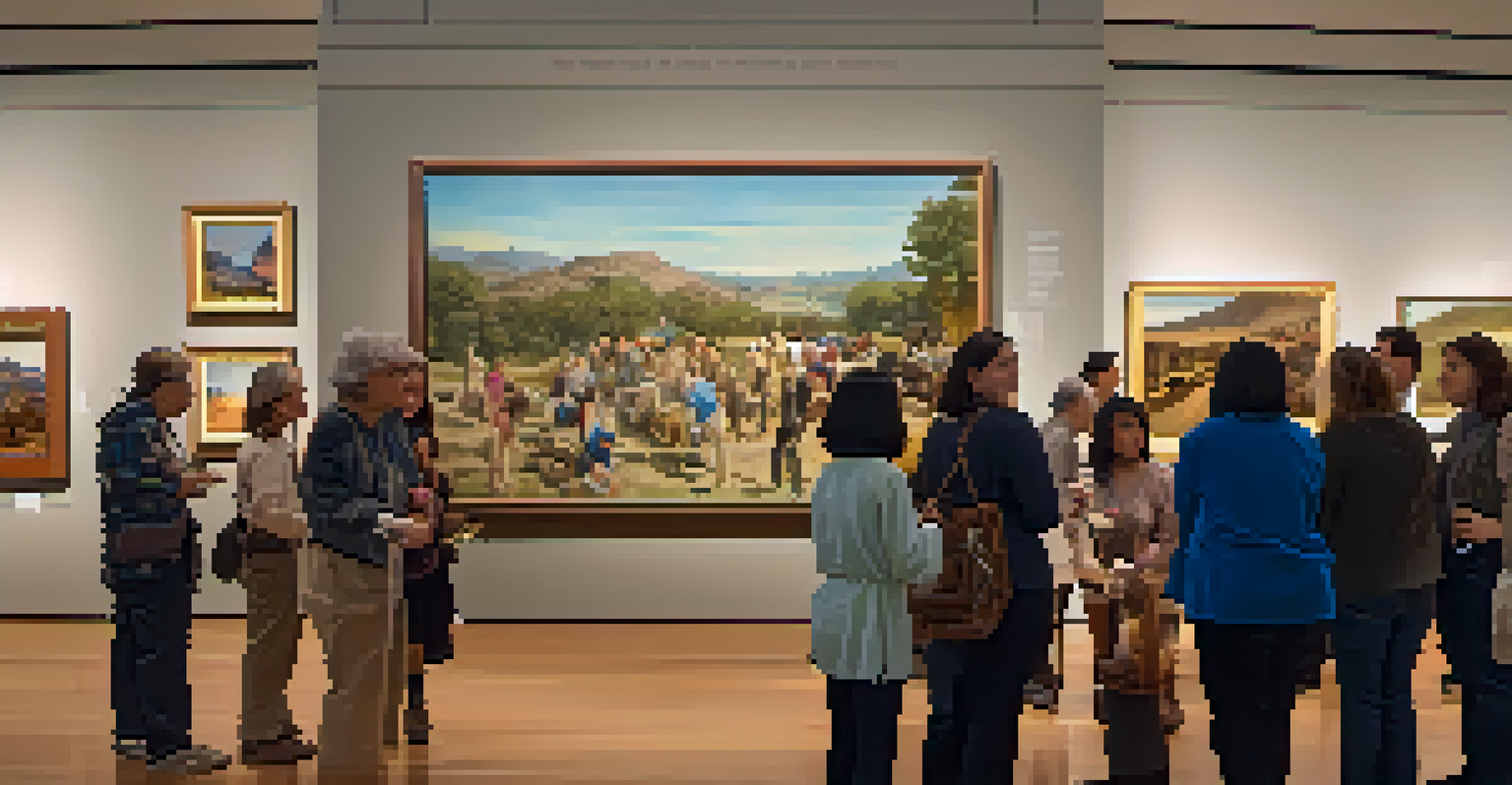 Visitors at the Pasadena Museum of History engaging with an exhibition of artifacts and photographs.