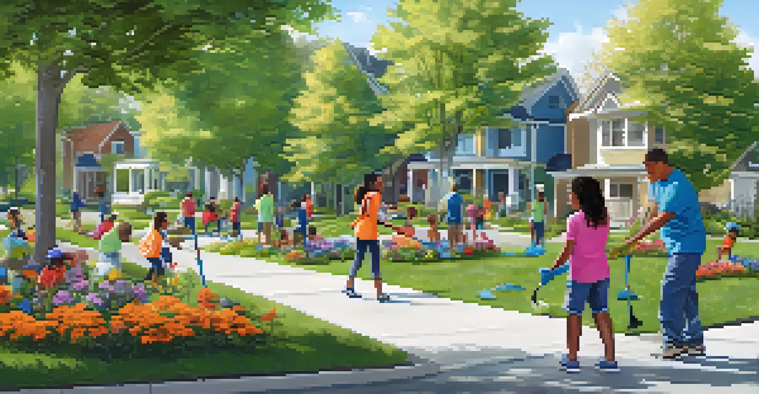 Residents participating in a neighborhood park clean-up, showcasing community involvement and pride.