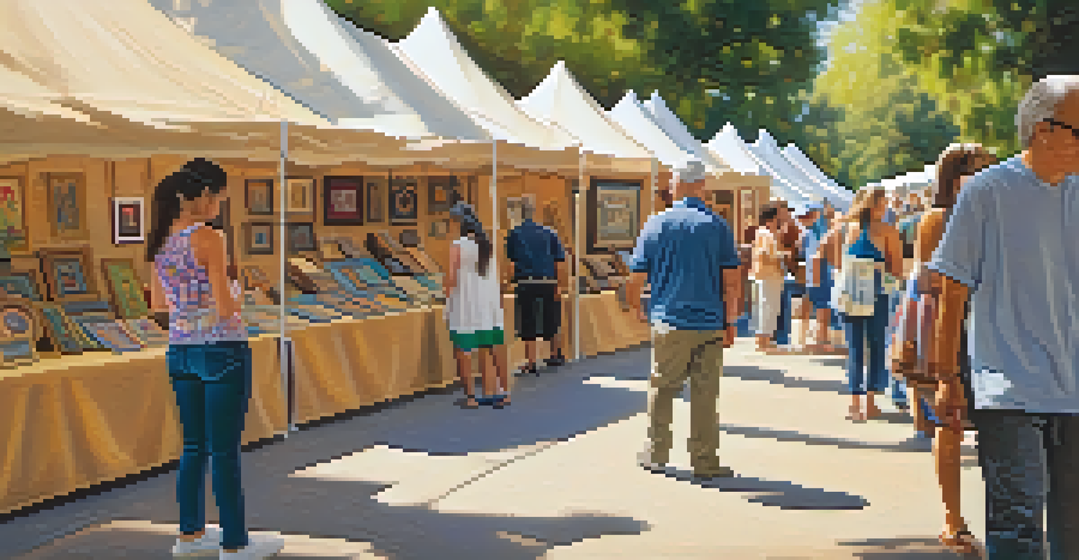 A vibrant art exhibition at Pasadena's heritage festival featuring local artisans and their colorful artworks.