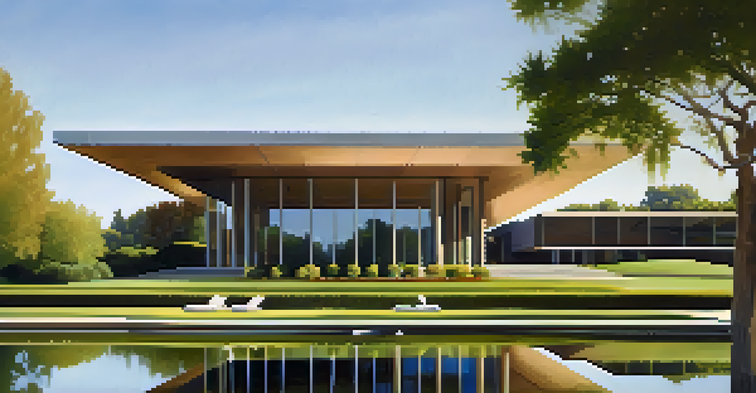 The Norton Simon Museum with its modern glass architecture, surrounded by gardens in soft afternoon light.