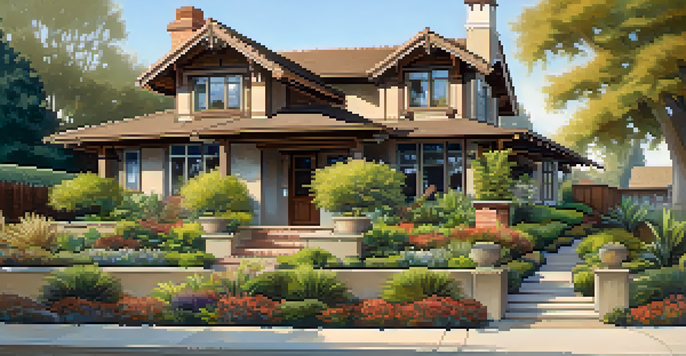 A beautiful Craftsman home with intricate wood details and a welcoming porch, surrounded by a vibrant garden.