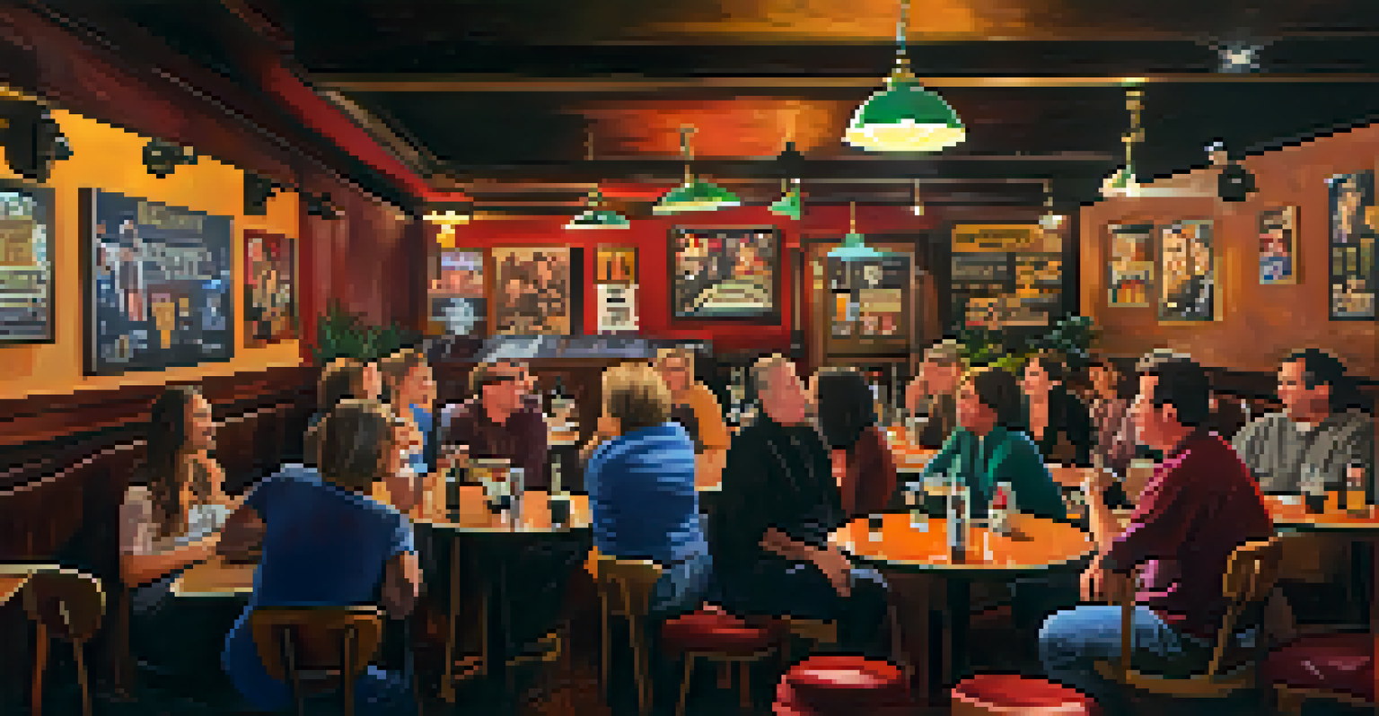 A lively comedy show at the Ice House Comedy Club, with a comedian performing on stage and an audience enjoying the intimate atmosphere.