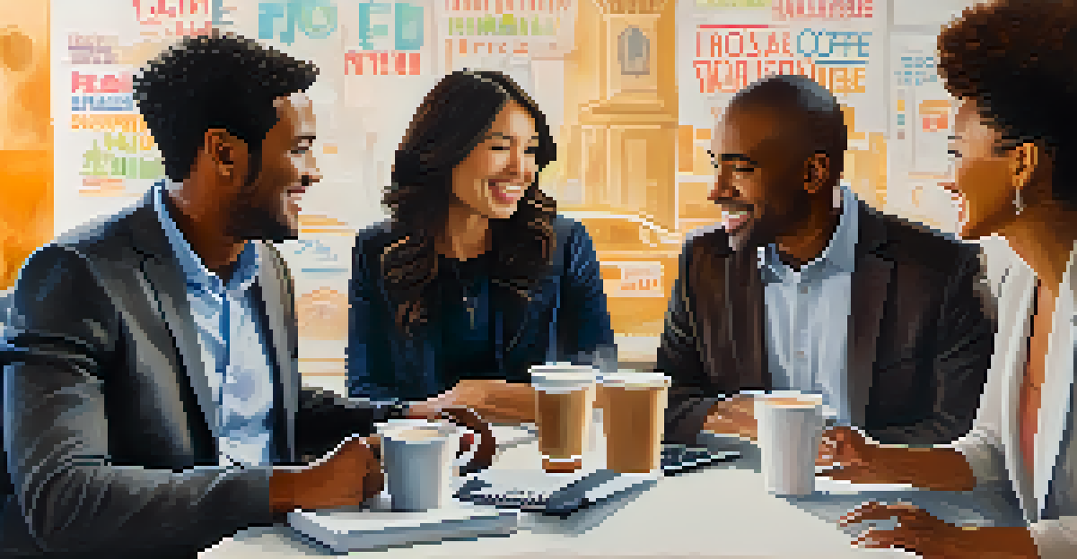 A close-up of entrepreneurs at a networking event in Pasadena sharing ideas over coffee.