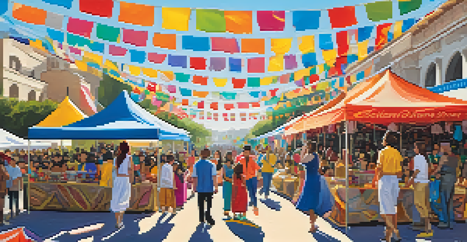 A lively cultural festival in Pasadena with local artists performing and diverse crowds enjoying the event.
