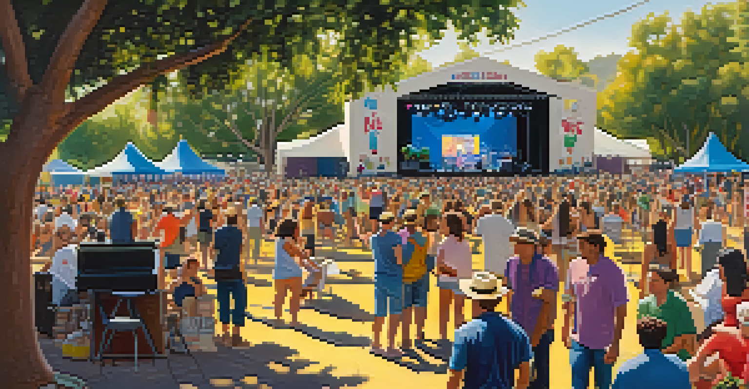 A vibrant outdoor music festival in Pasadena, showcasing local musicians and a diverse crowd enjoying the festivities.