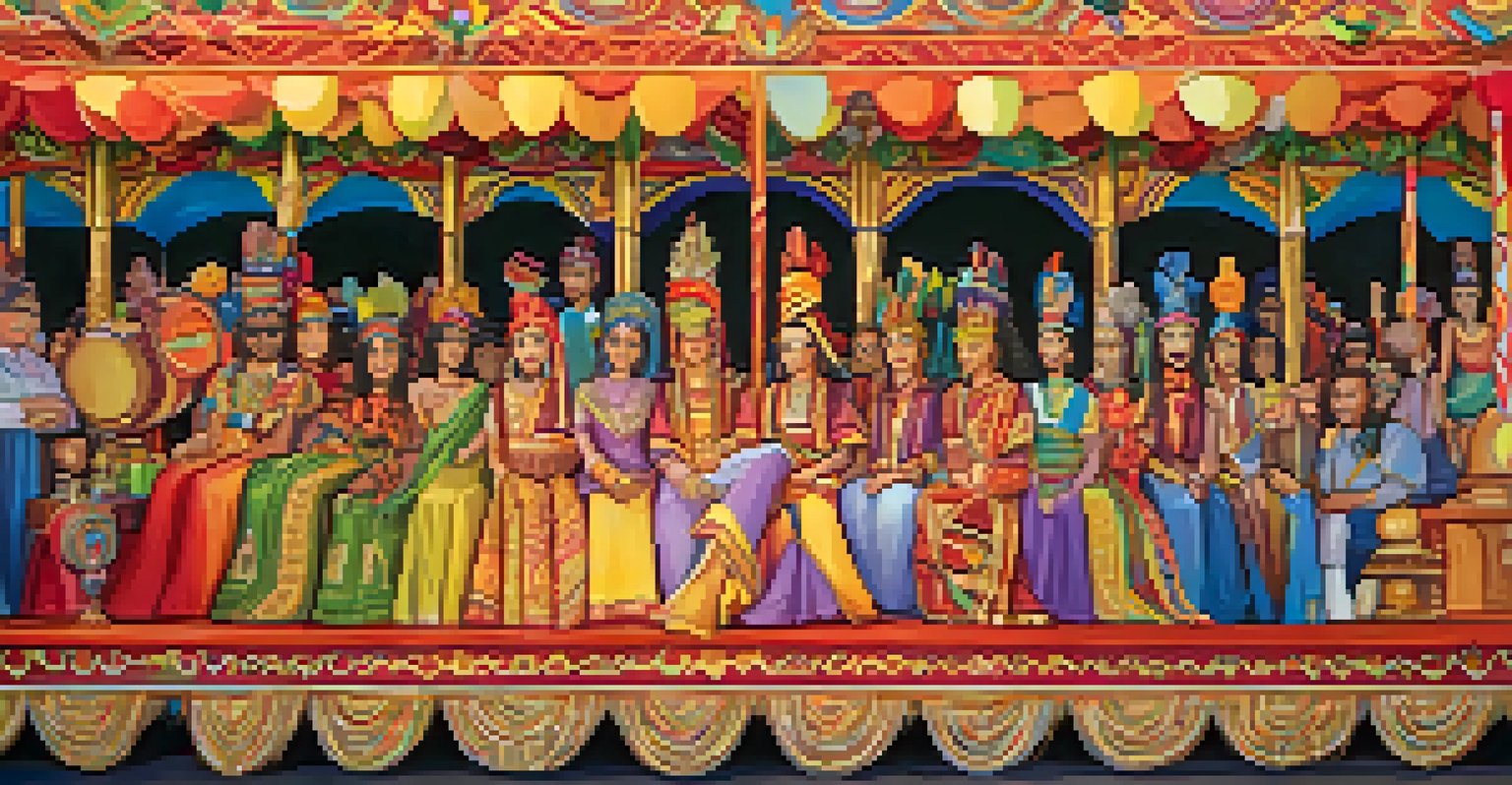 Close-up of an inclusive parade float decorated with symbols of unity, featuring diverse participants interacting joyfully.