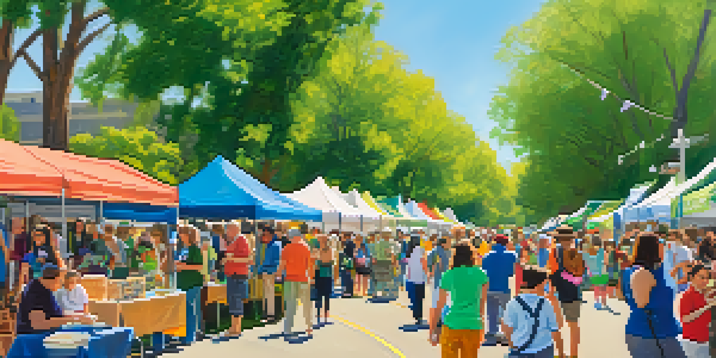 Families participating in eco-friendly activities at Pasadena's Earth Day Celebration, with colorful booths and green surroundings.