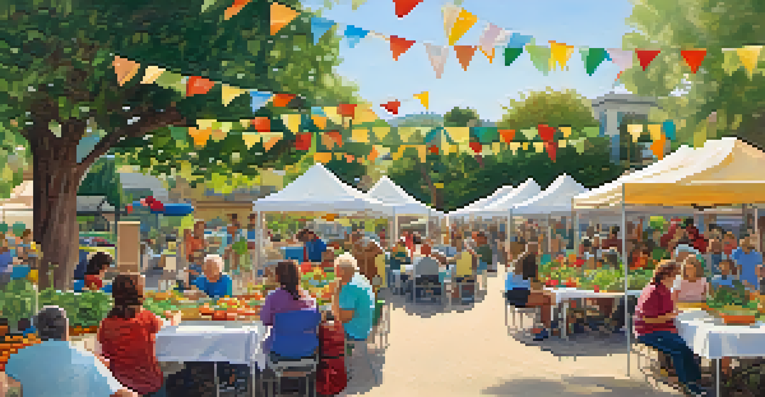A joyful harvest festival in a community garden, with people enjoying food, music, and celebrating their gardening efforts amidst colorful decorations.