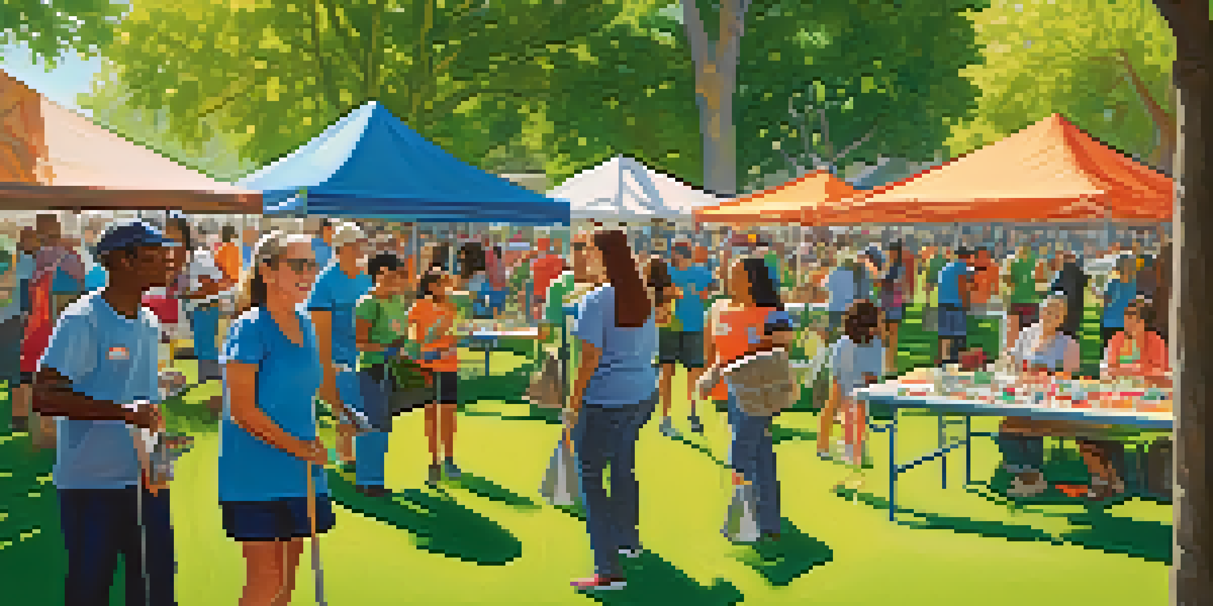 A diverse group of volunteers working together in a sunny Pasadena park, planting trees and cleaning up the area.