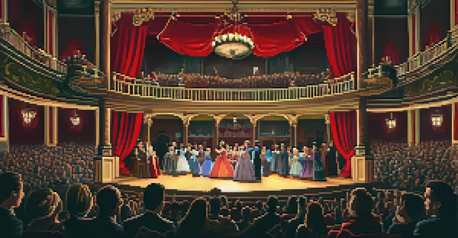 An interior view of the Pasadena Playhouse during a performance, featuring actors on stage and an engaged audience.