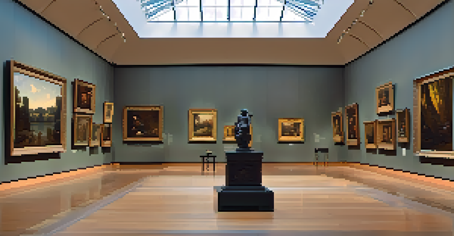 An art gallery inside the Norton Simon Museum with European masterpieces illuminated by natural light.