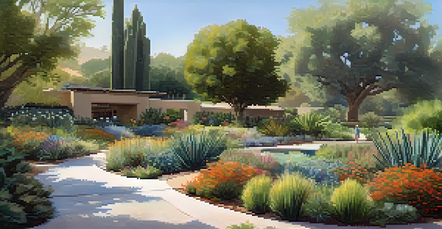 A drought-resistant garden in Pasadena showcasing native plants and water conservation techniques.