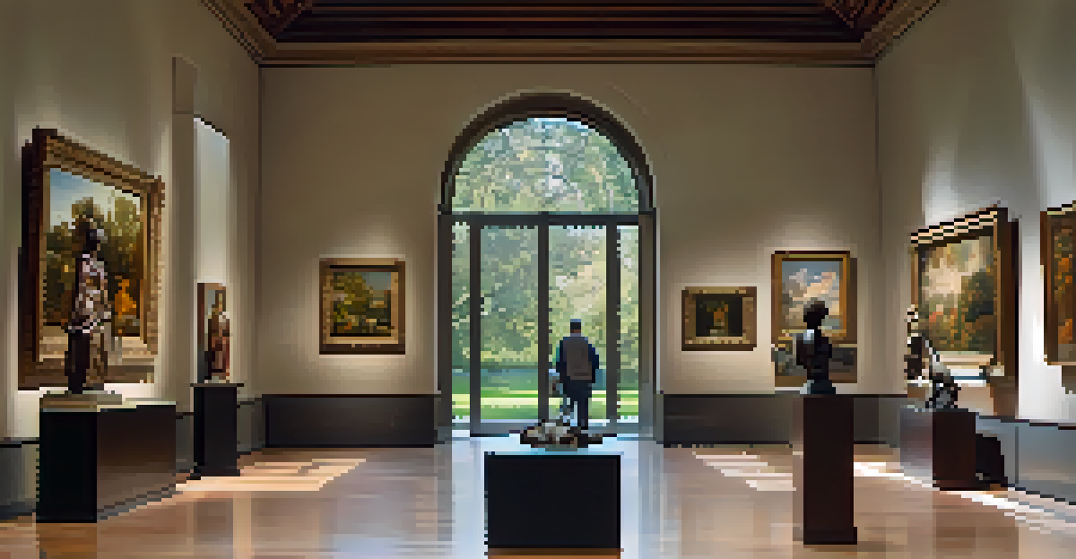 Inside the Norton Simon Museum, showcasing visitors admiring classic artworks in a well-lit, elegant setting.