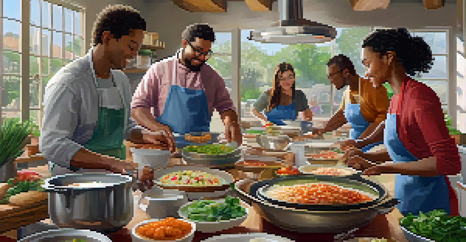 Participants in a cooking class in Pasadena, learning to prepare dishes from various cultures under the guidance of a local chef.