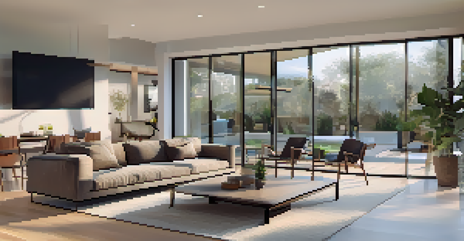The interior of a modern smart home in Pasadena, featuring an open layout, natural light, and high-tech amenities.