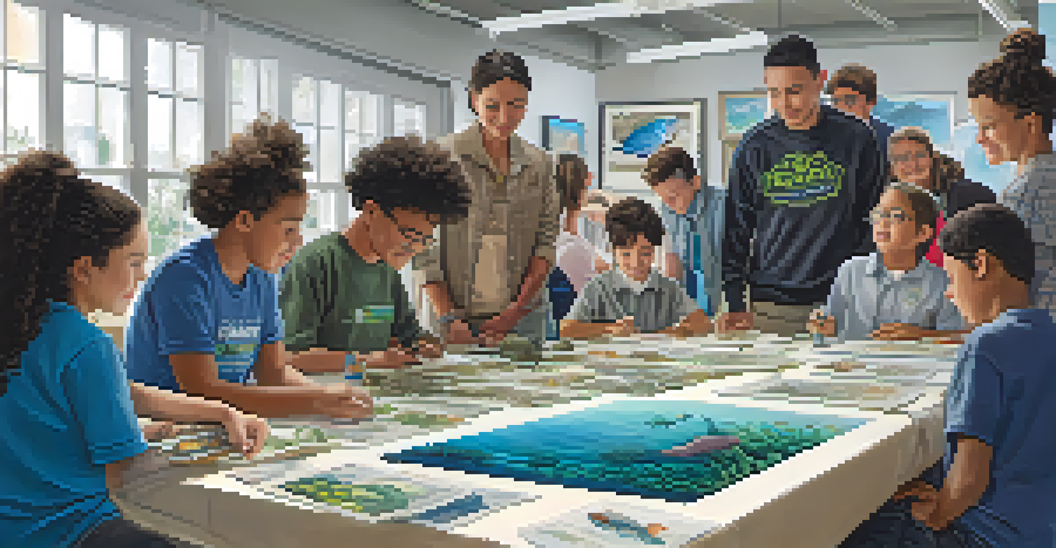 A community workshop in Pasadena focused on marine conservation, with people learning about marine life and conservation strategies.