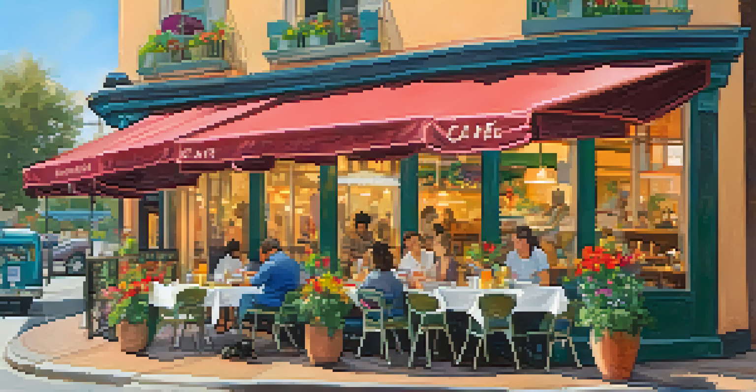 An outdoor cafe in Pasadena with a dog sitting beside its owner, enjoying a treat at a pet-friendly table.